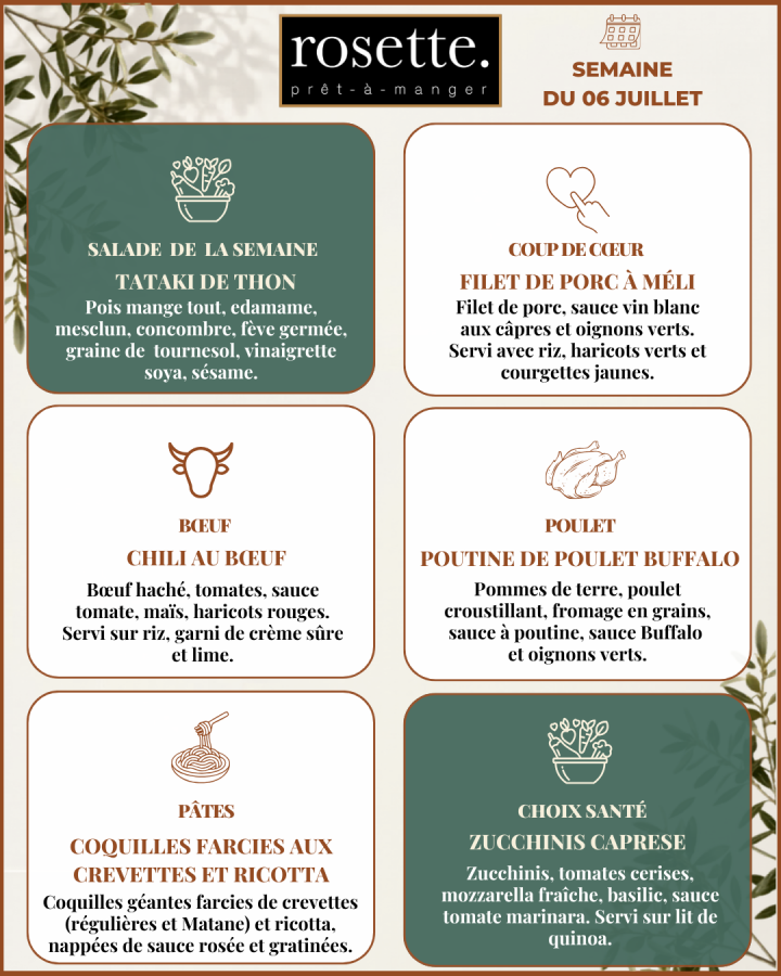 MENU 06 juillet