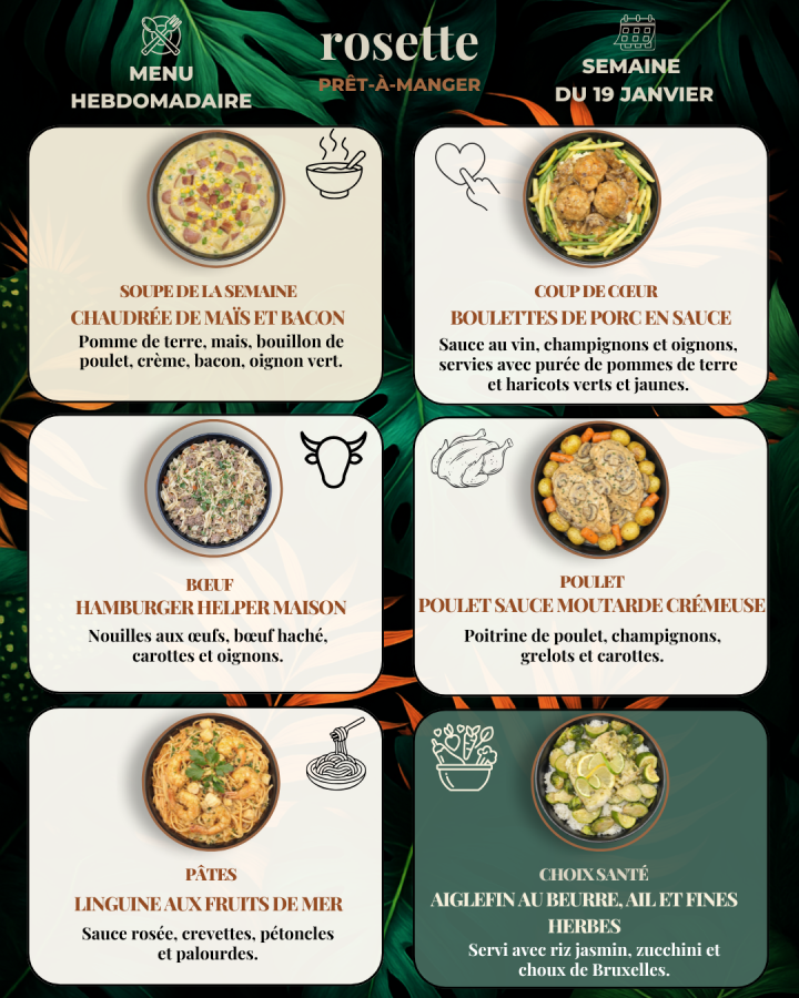 MENU 19 JANVIER